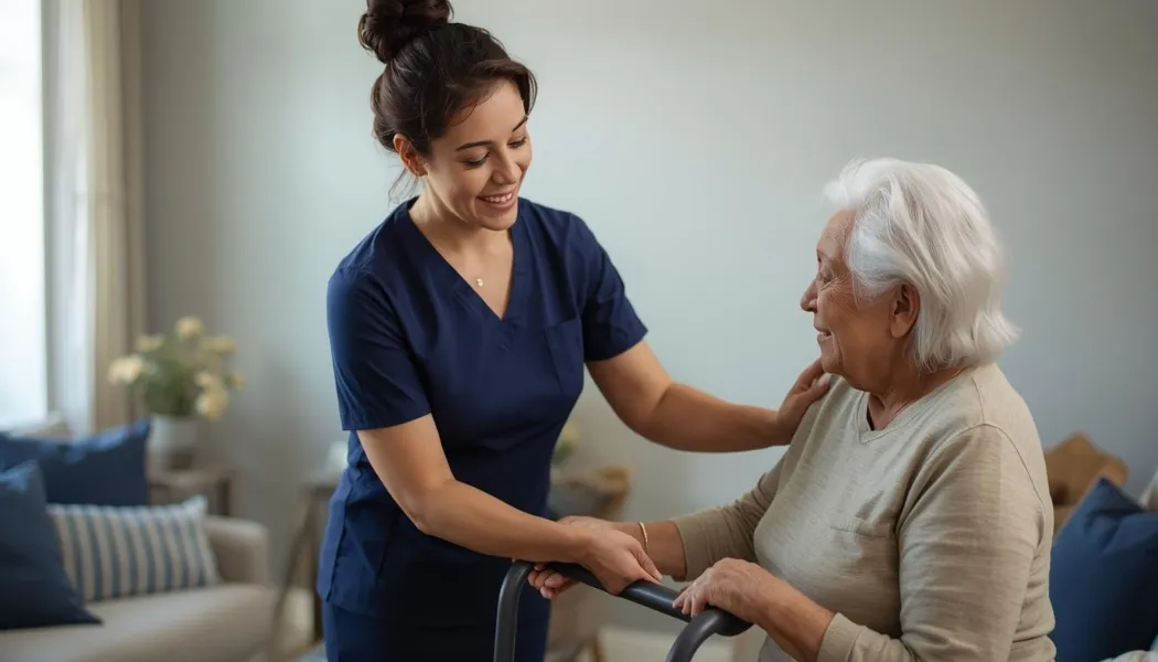 home physical therapist treating patient