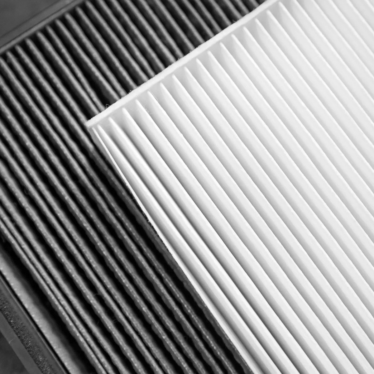 Dirty vs clean AC filter comparison showing buildup removal. Soligo Air in Central Florida provides Air Filter Replacement for fresher, healthier air