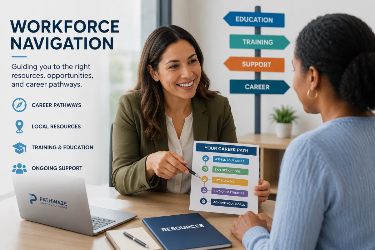 Career advisor helping job seeker explore career pathways