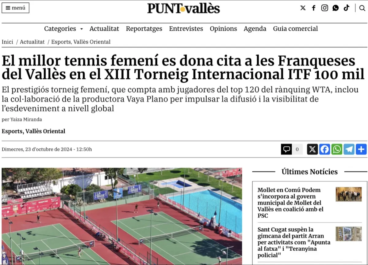 VAYA PLANO aparece como patrocinador del Torneo Internacional ITF