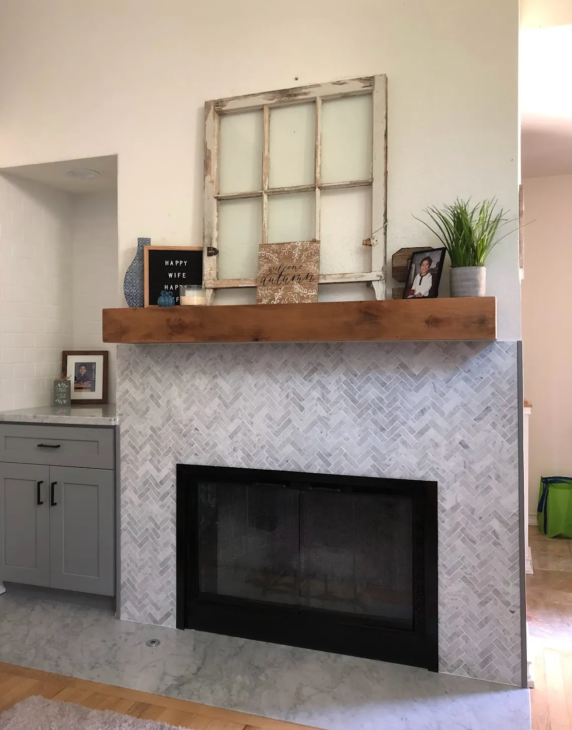 Tile Surround Mantle Fireplace