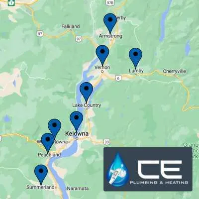 central & northern okanagan map of area served