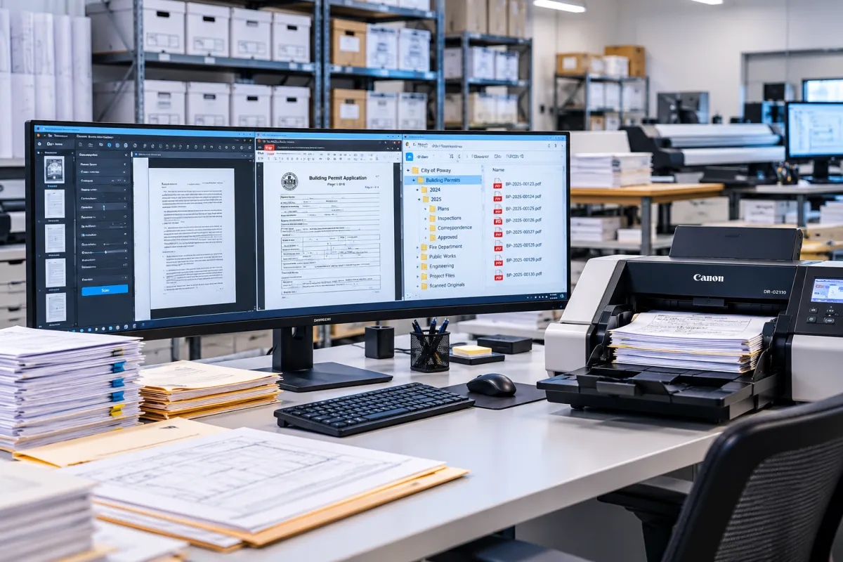 Industrial production document and architectural blueprint scanner hardware at USA Imaging lab