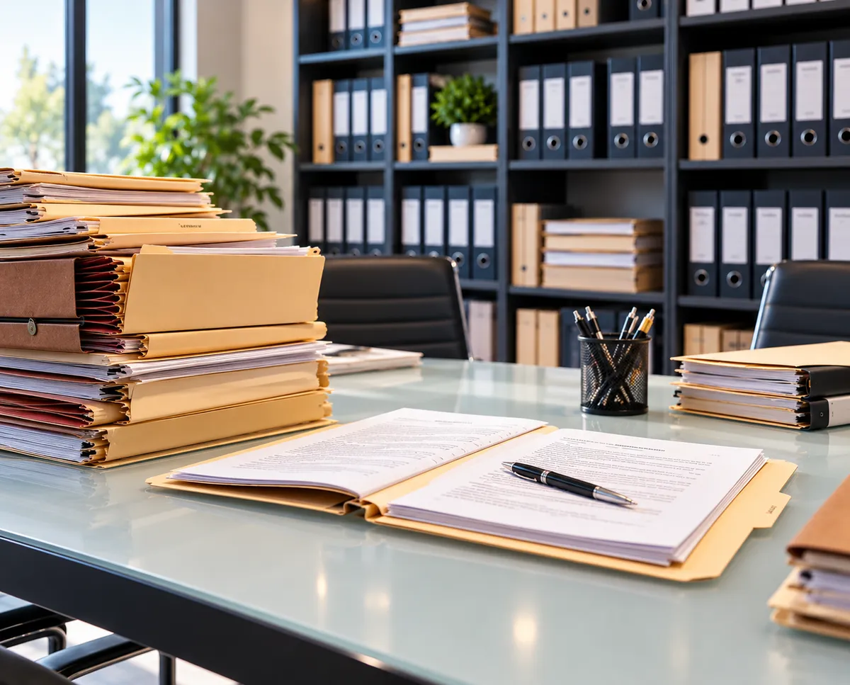 Organized archival document file boxes in secure USA IMAGING San Diego conversion facility