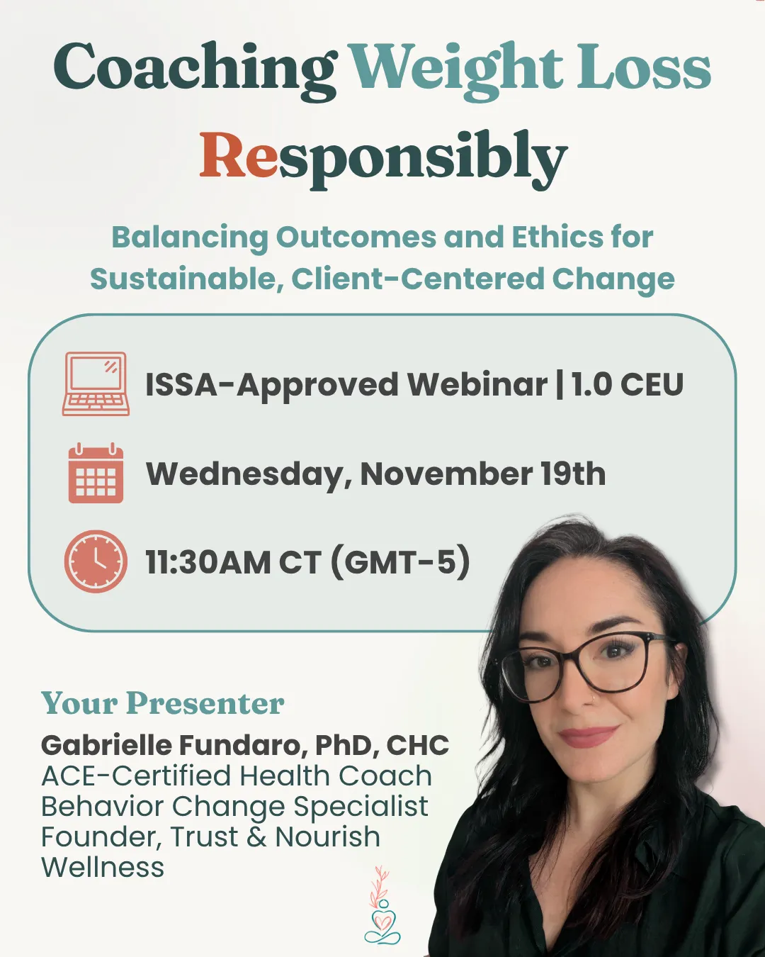 Ethical weight-loss coaching webinar with Dr Gabrielle Fundaro