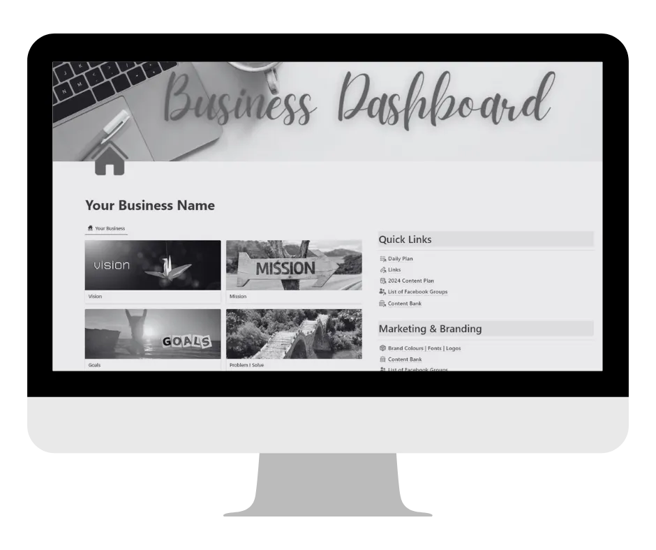 Laptop with Notion template