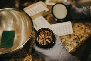 Placenta being processed for encapsulation