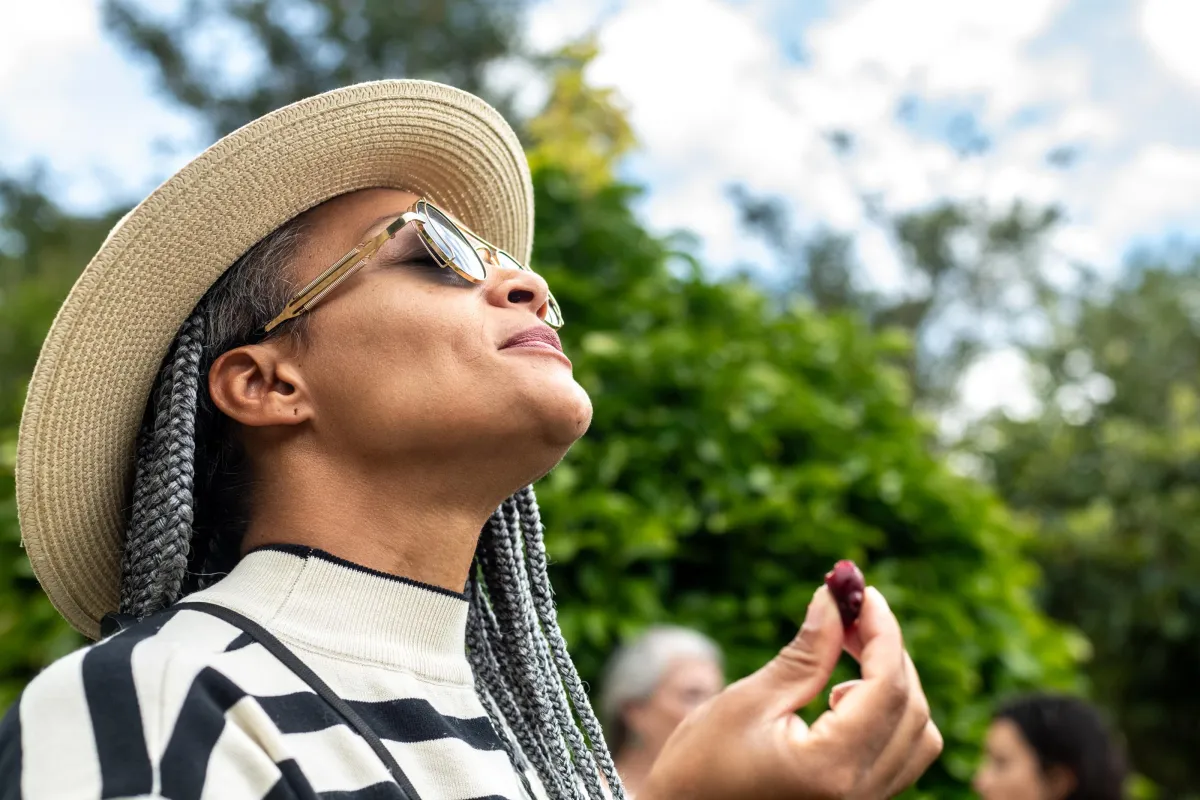 Woman enjoying fresh berries