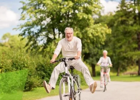 Happy Older Gentleman on  bike