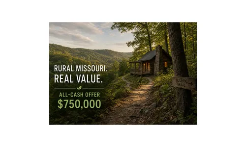 Quiet Ozark cabin at sunset captures rural Missouri land value and inspires owners to sell land fast for cash