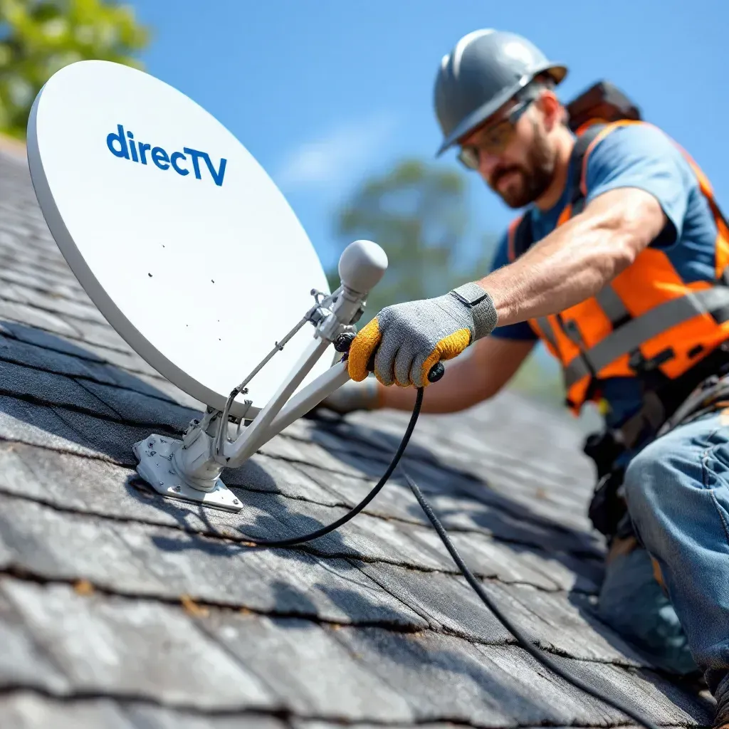 Man removing satellite dish