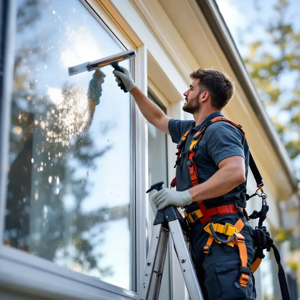 Man Cleaning Window