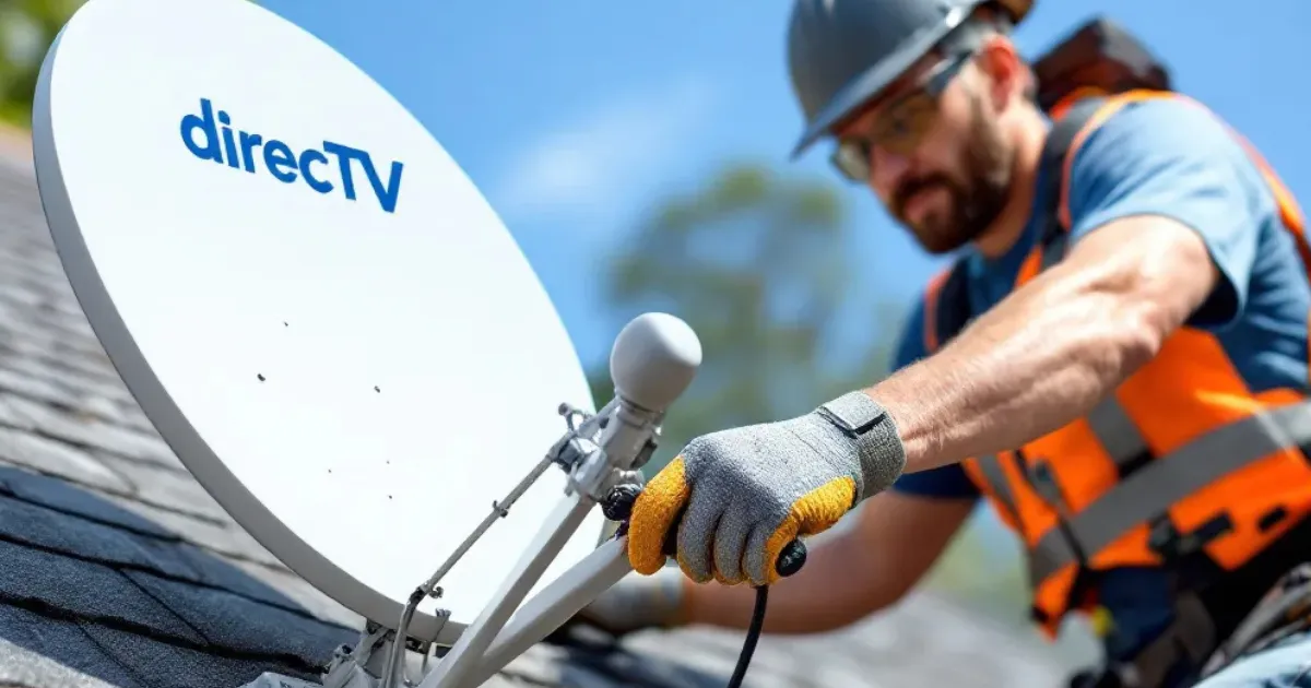 Man removing a satellite
