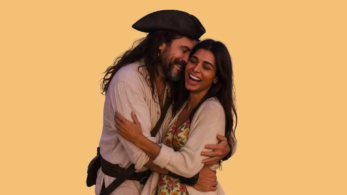 Couple dressed as playful characters embracing, symbolizing emotional closeness and missed intimate connection