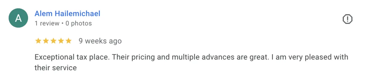 Taxshield service Ypsi Google review 