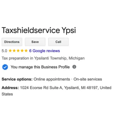 Taxshield service Ypsi Google reviews