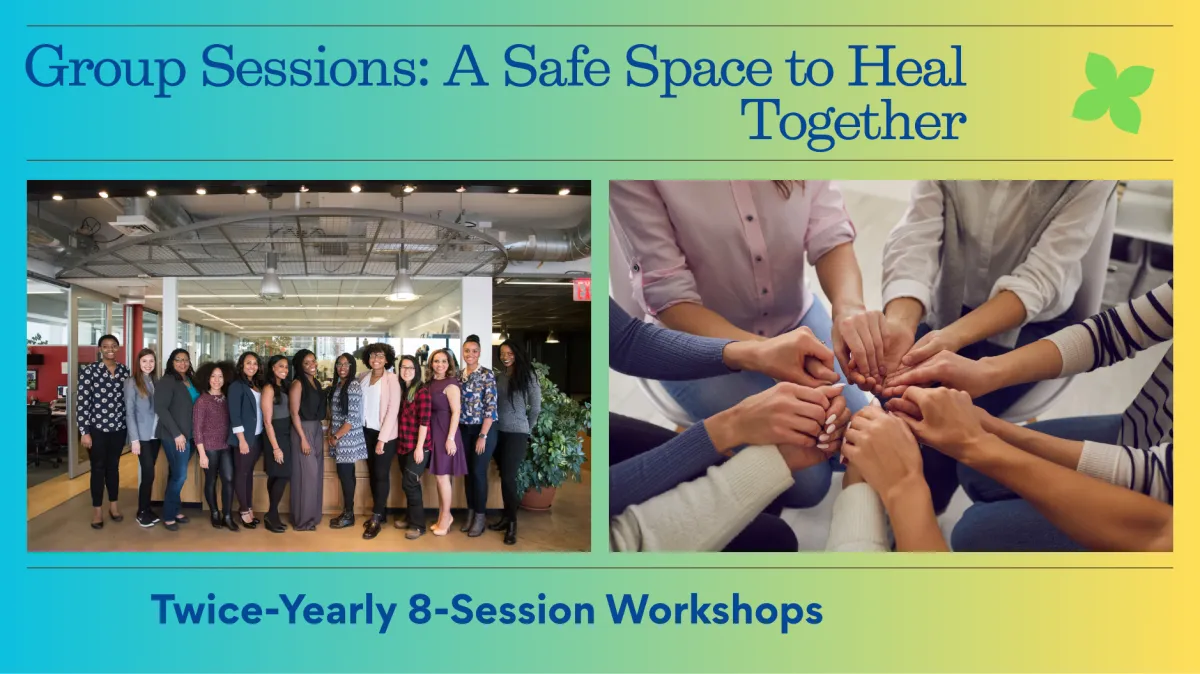Group of women standing together indoors, representing supportive trauma-informed group coaching.