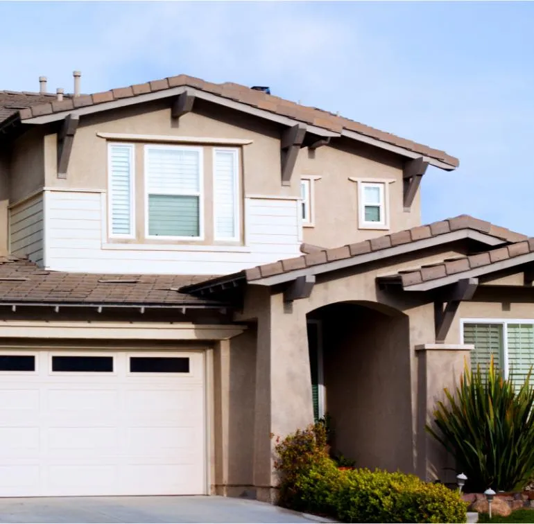 House with brown stucco