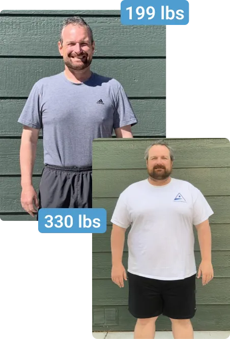 Matt White’s Personal Weight Loss Journey - From 330 lbs to 199 lbs. Achieved Through Emery Coaching’s Habit-Based Health Transformation Program, Demonstrating Sustainable Weight Loss and Personal Success.