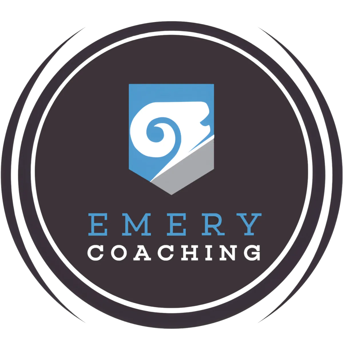 TThe Emery Coaching logo encapsulates the essence of transformation and leadership. It reflects the name, Emery, symbolizing an industrious leader and a hard, abrasive stone, mirroring the coaching approach of being a supportive yet challenging force towards greatness. The logo honors the founder's educational background with colors inspired by UNC's Carolina blue and incorporates the ram from UNC and VCU mascots, representing strength, leadership, fearlessness, and determination. These elements combined highlight the mission to forge powerful, healthy people.
