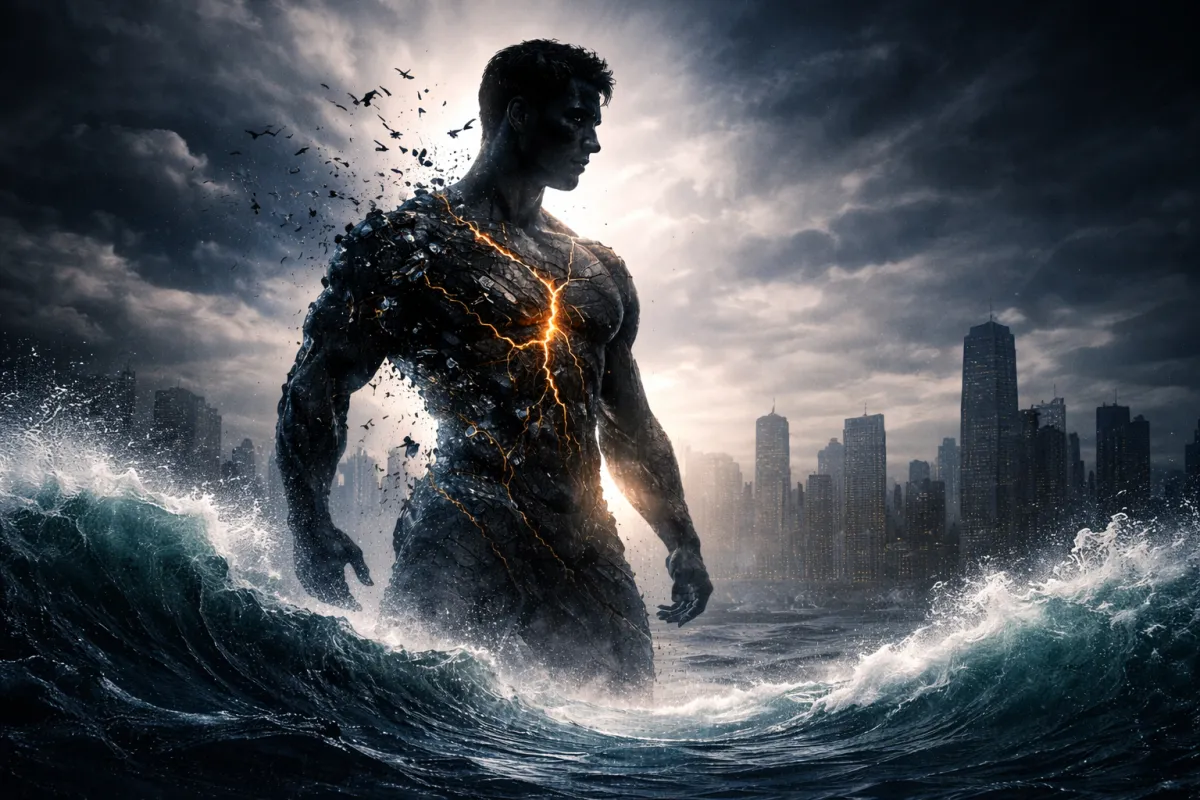 Father and teenage son in golden hour light representing real connection and family responsibility