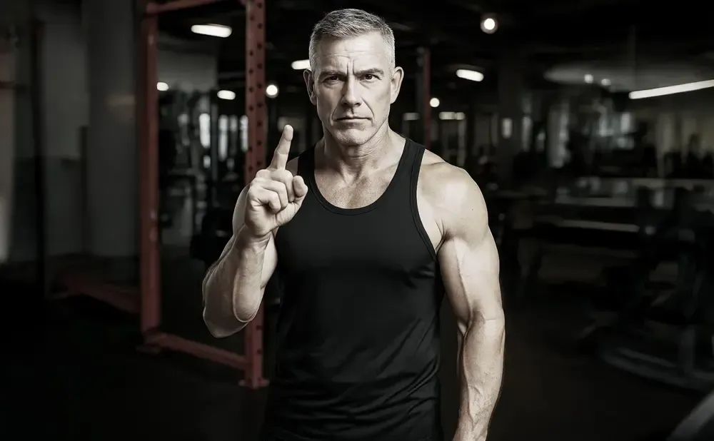 man holding 1 finger up for number one rated test booster