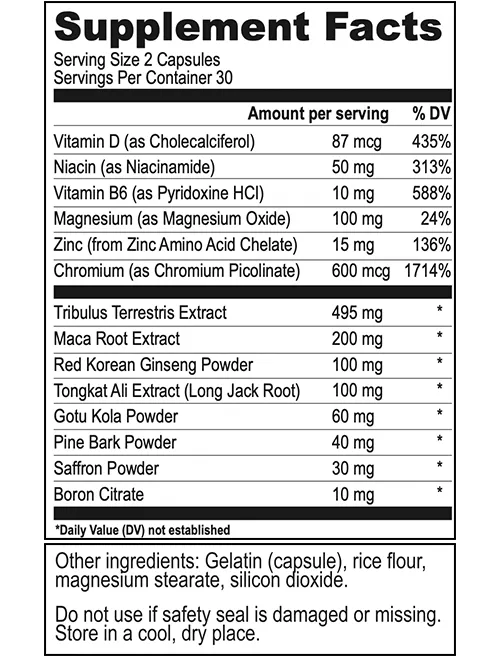 testform x supplement facts