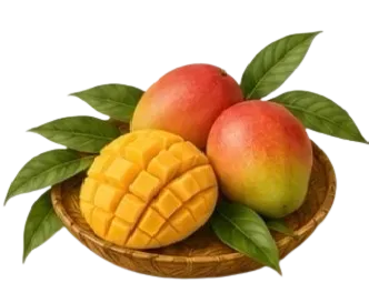 Basket of assorted mangoes