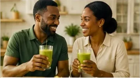 Adults drinking juice