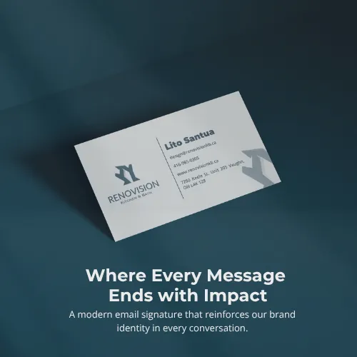 Clean email signature design displaying professional layout, contact details, and branded elements.