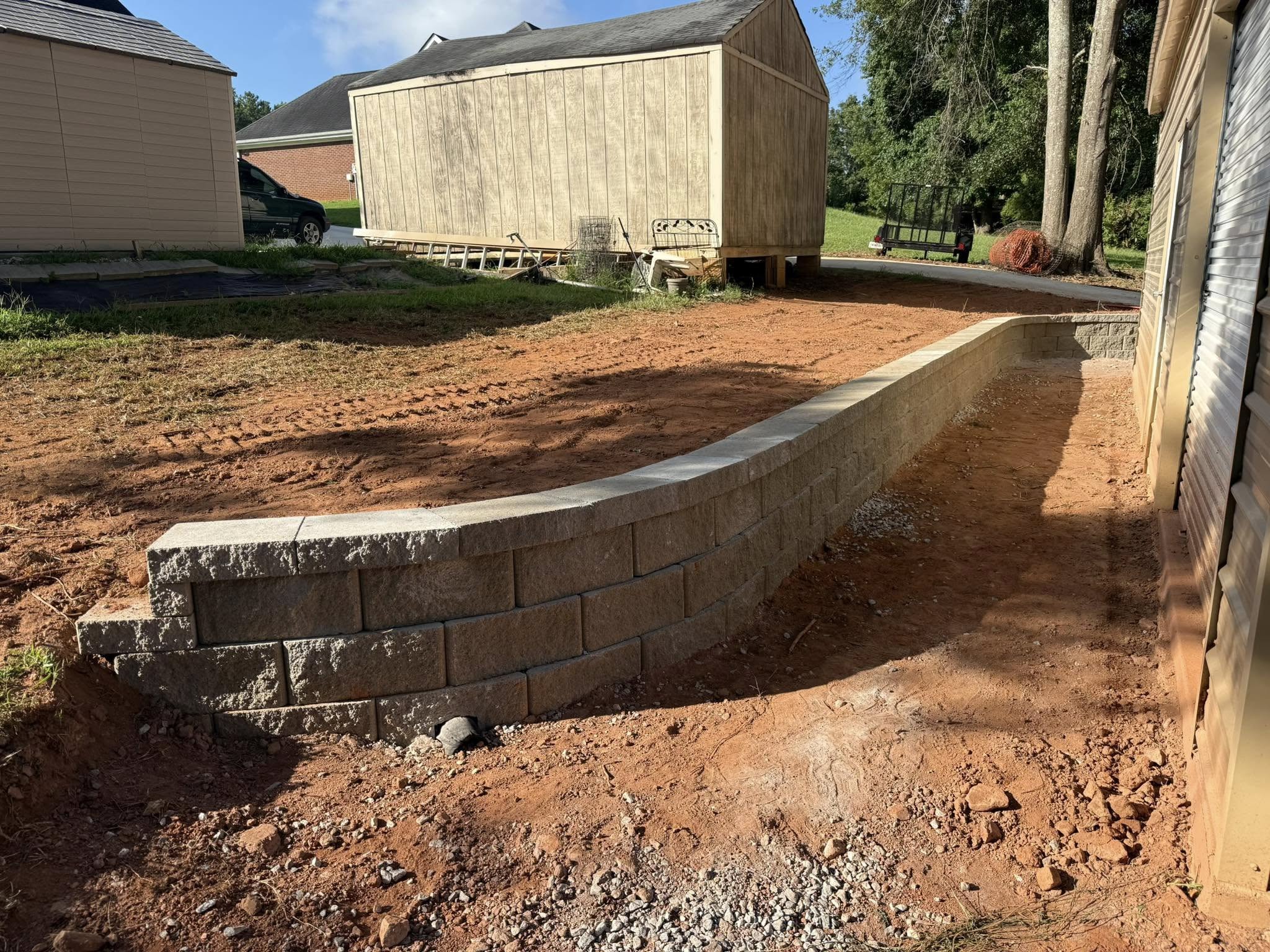 Rows of lettuce and flowering plants in a garden.