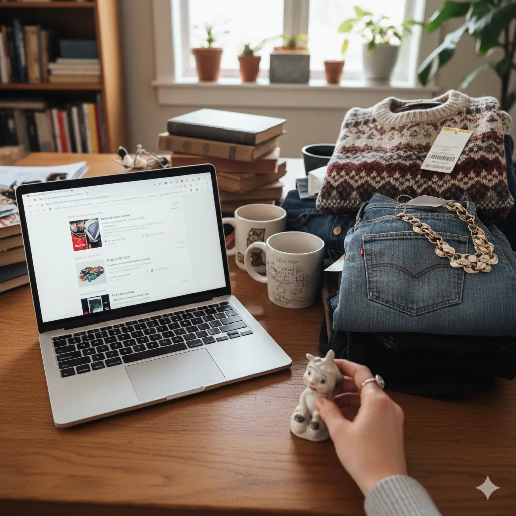 hero mockup girl laptop open starting a listing