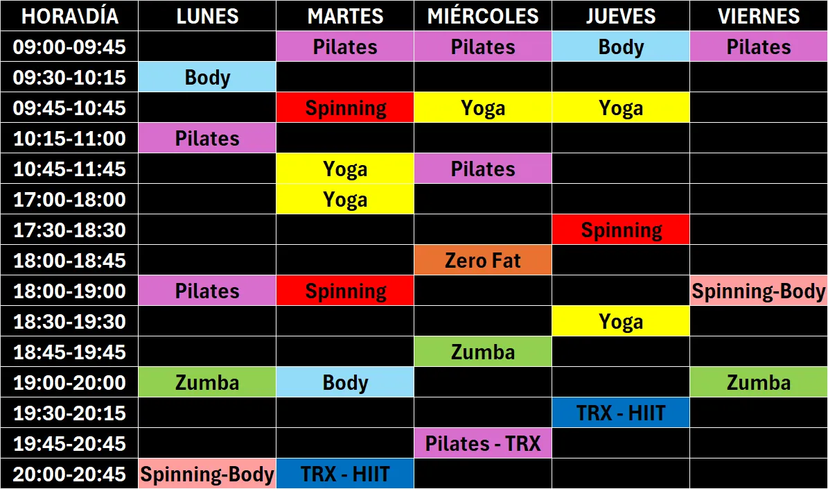 Horario de clasesde New Hércules