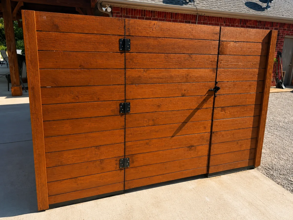 Custom wood gate and outdoor hardware installation in Oklahoma City, OK
