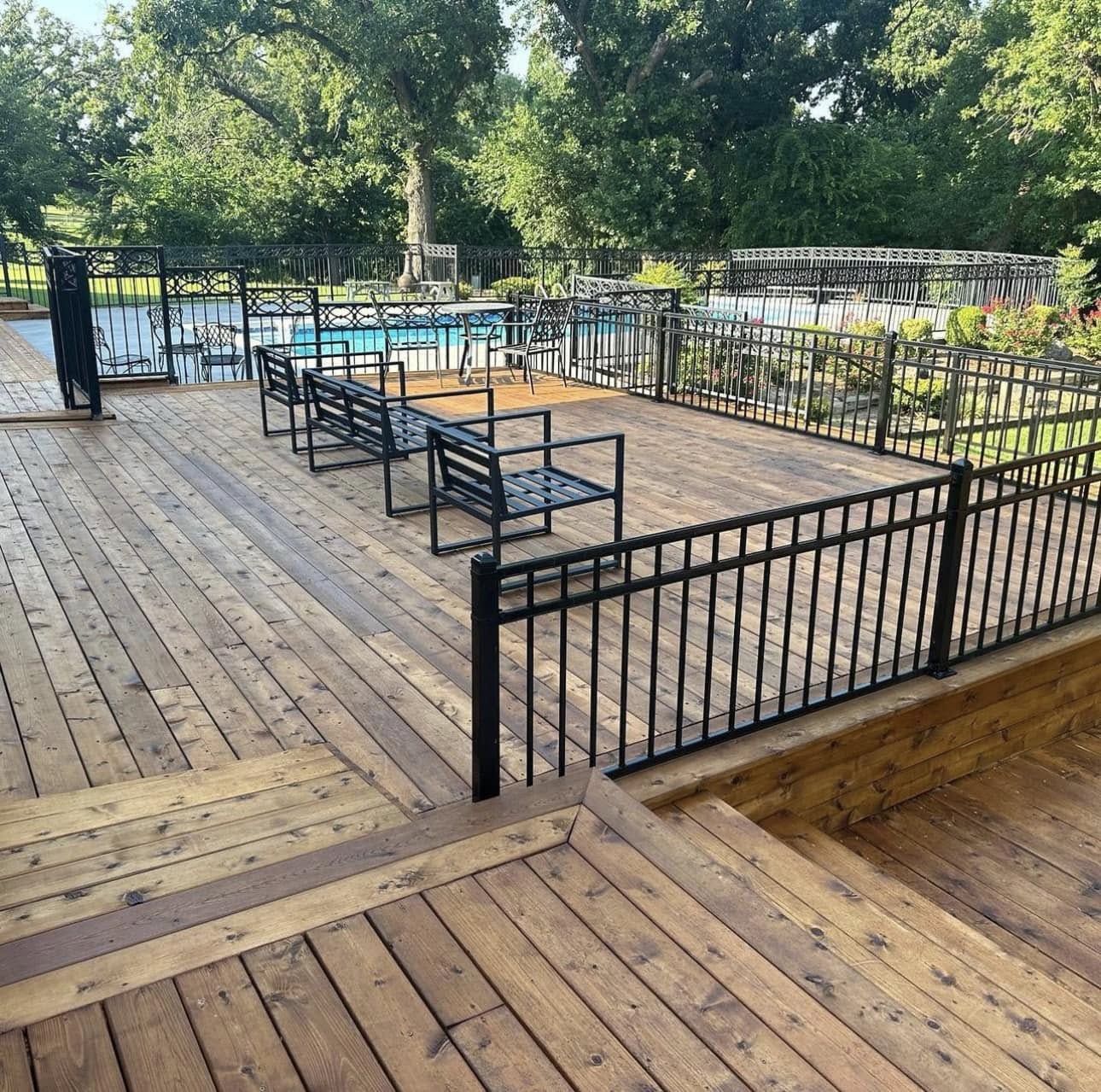 Custom backyard deck built by Prestige Pergolas & Straight Fencing in Oklahoma City, OK