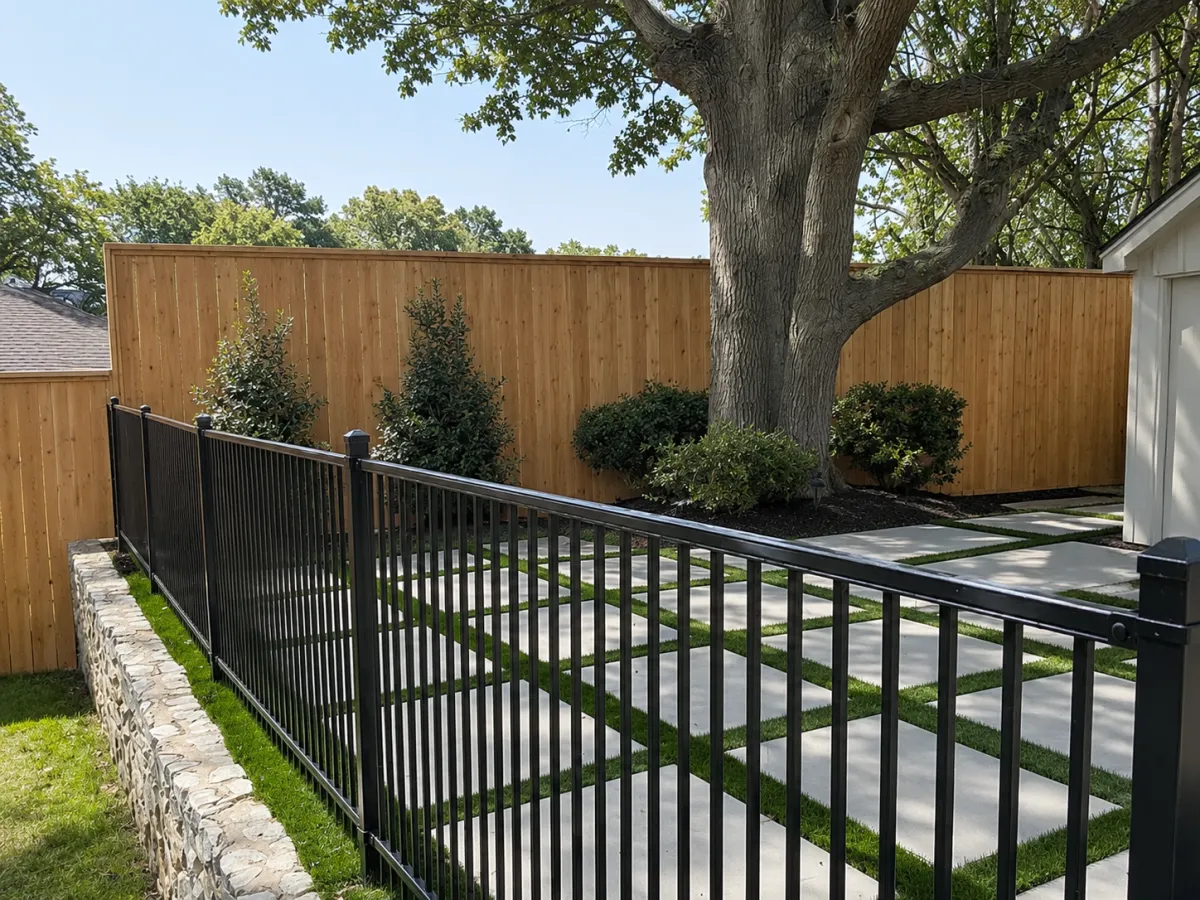 Custom wood fence installation for a residential property in Oklahoma City, OK
