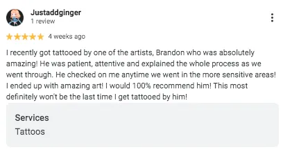 Tattoo Customer's testmonials