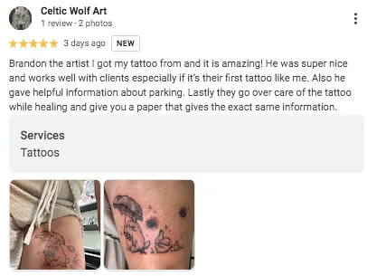 Tattoo Customer's testmonials