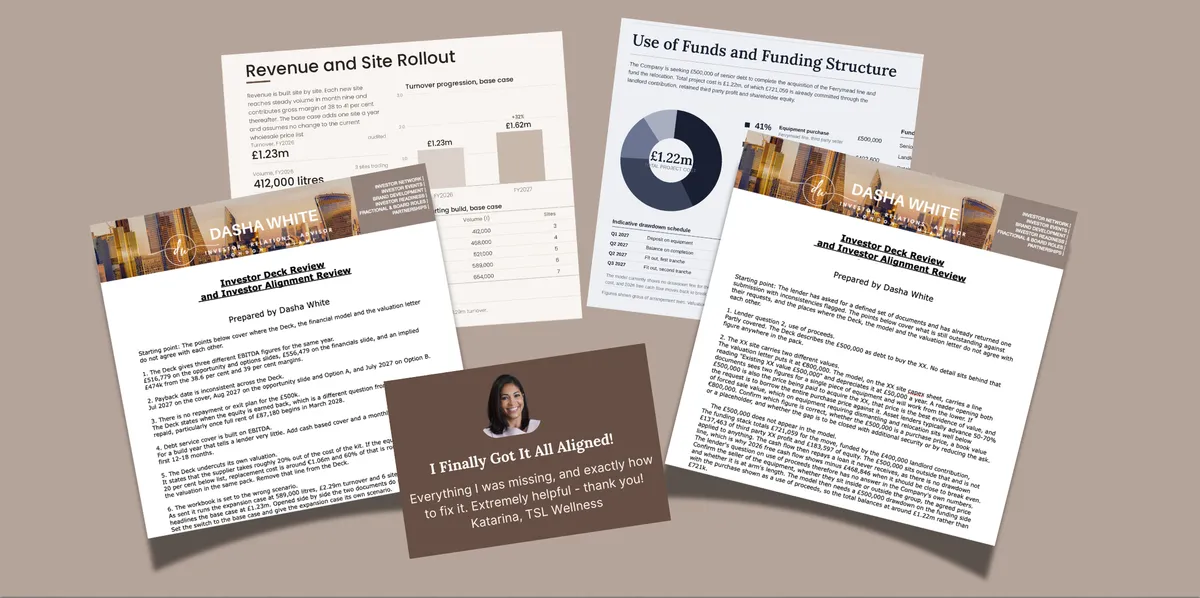 Findings Report from the Investor Pitch Deck Review by Dasha White, Investor Relations Advisor and Startup Consultant, Mayfair London