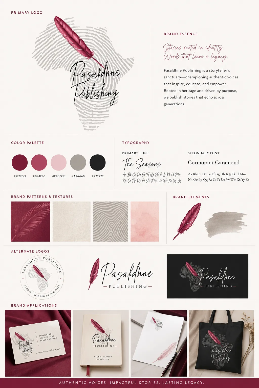 Elegant minimalist author logo debossed on premium cardstock