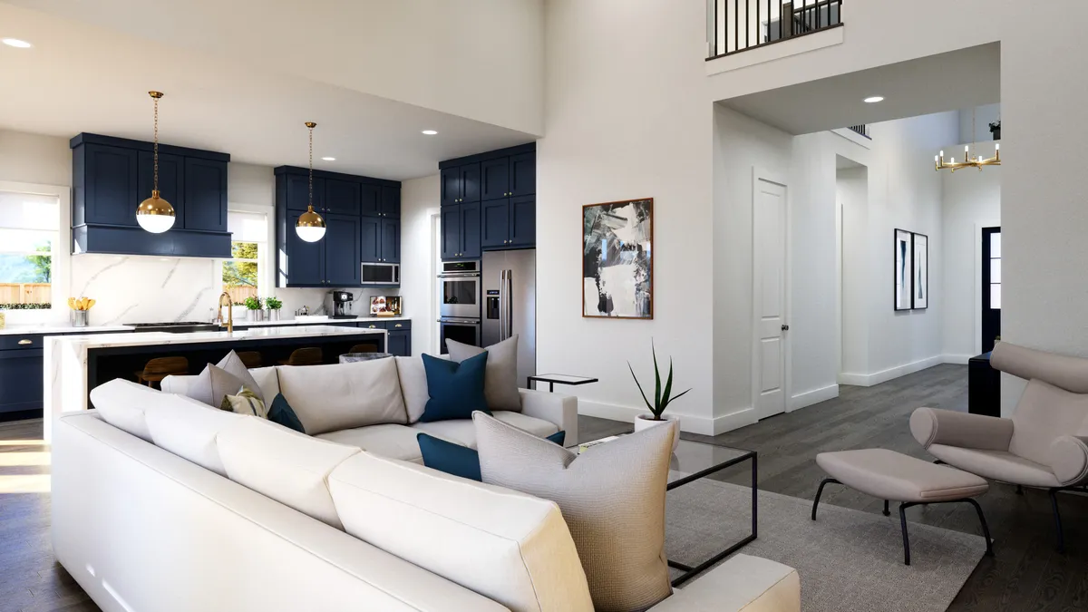 Model home family room in a new build