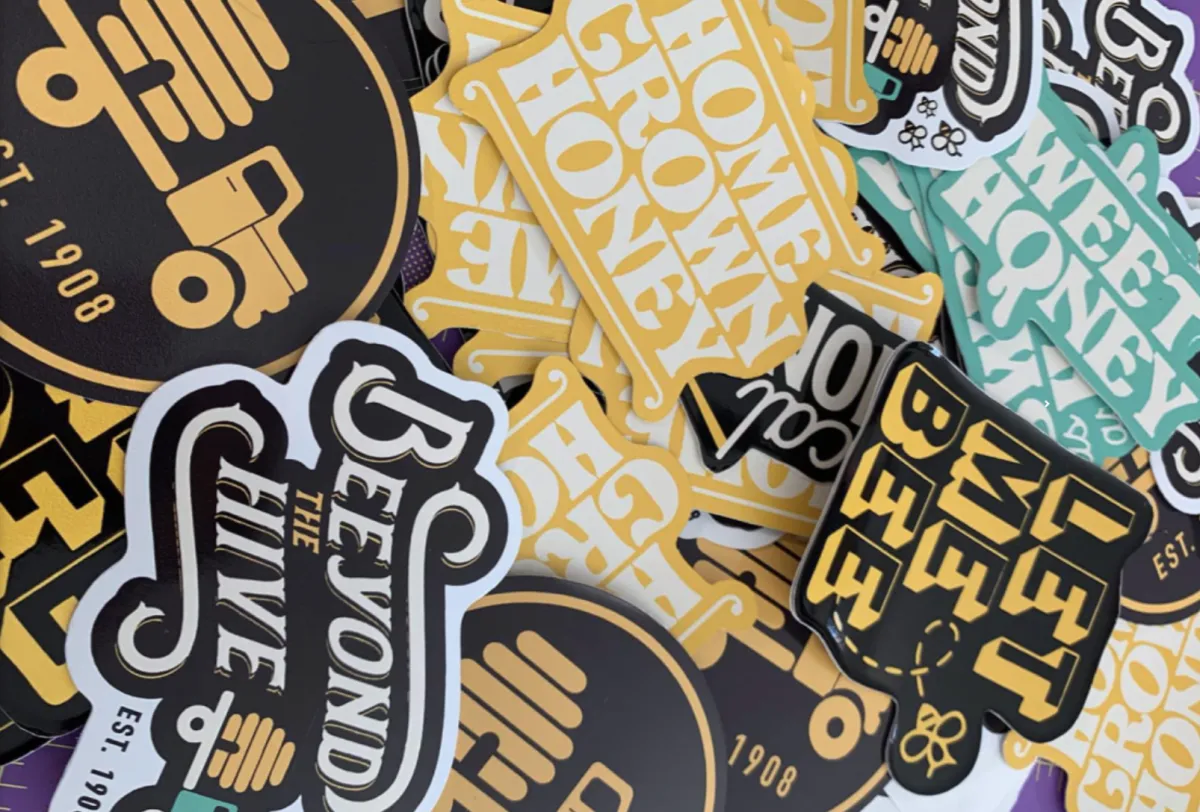 Close-up of vinyl decal with glossy finish