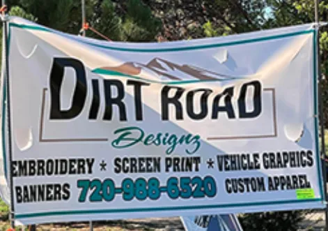 Large-format printed banner with bright colors