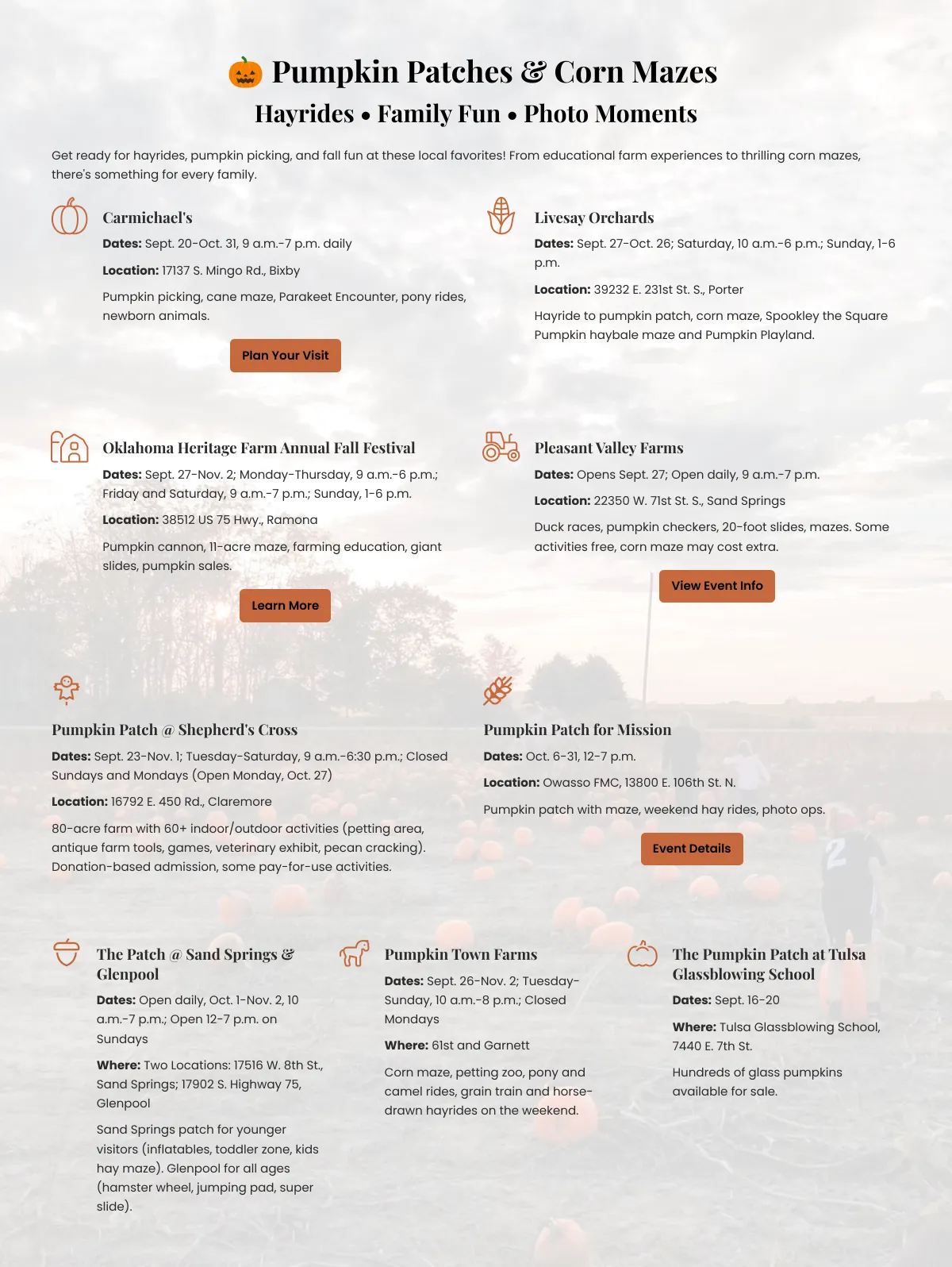 Tulsa fall guide sample page pumpkin patches