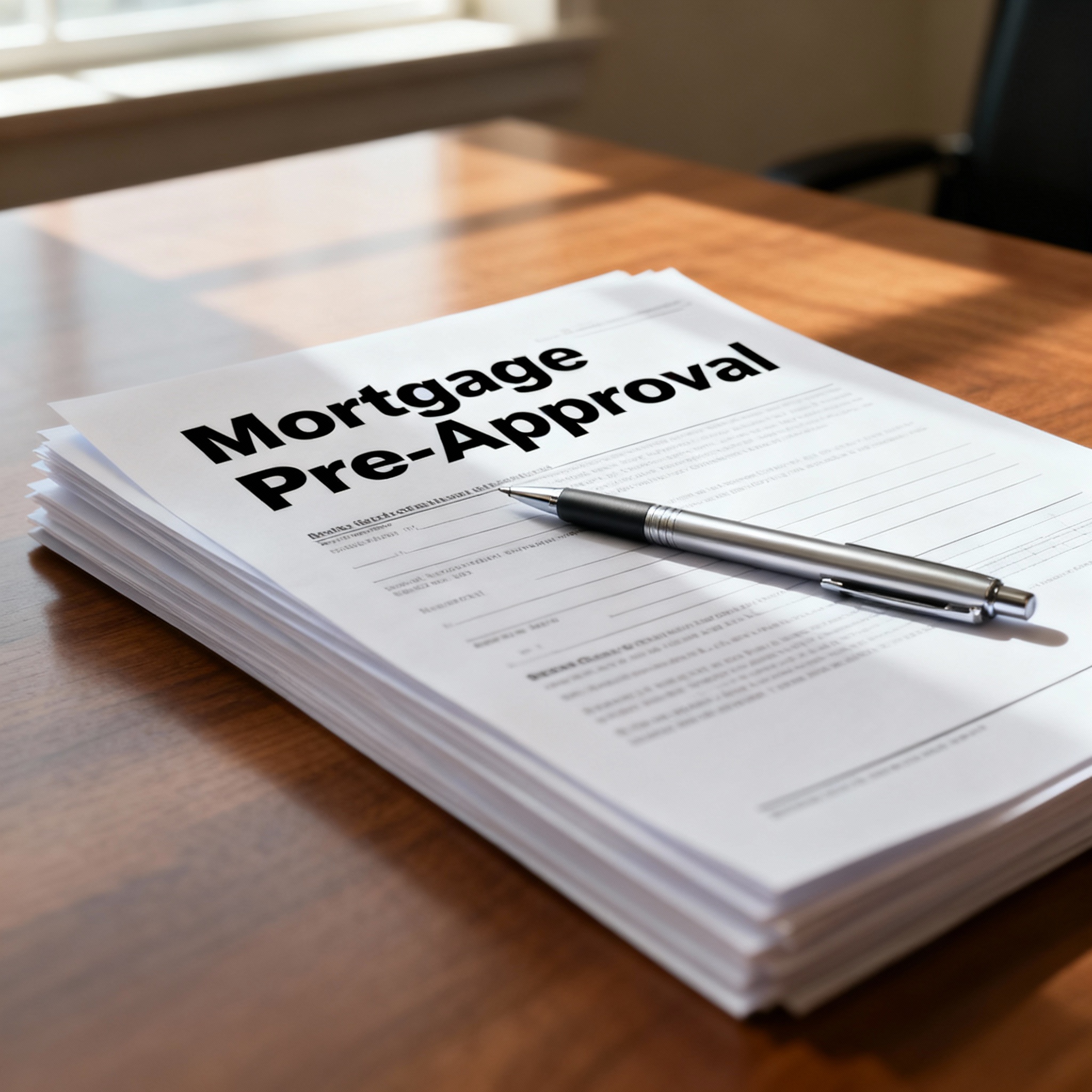 Mortgage pre-approval paperwork on desk