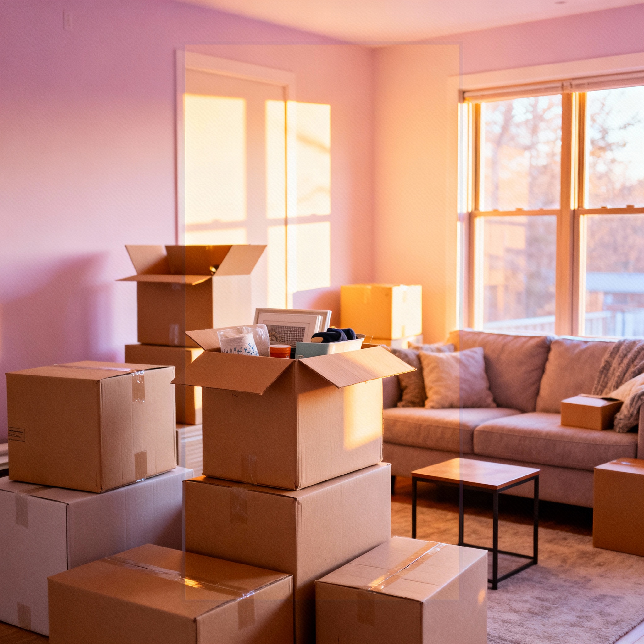 Beautifully staged living room / neutral interiors with sunlight