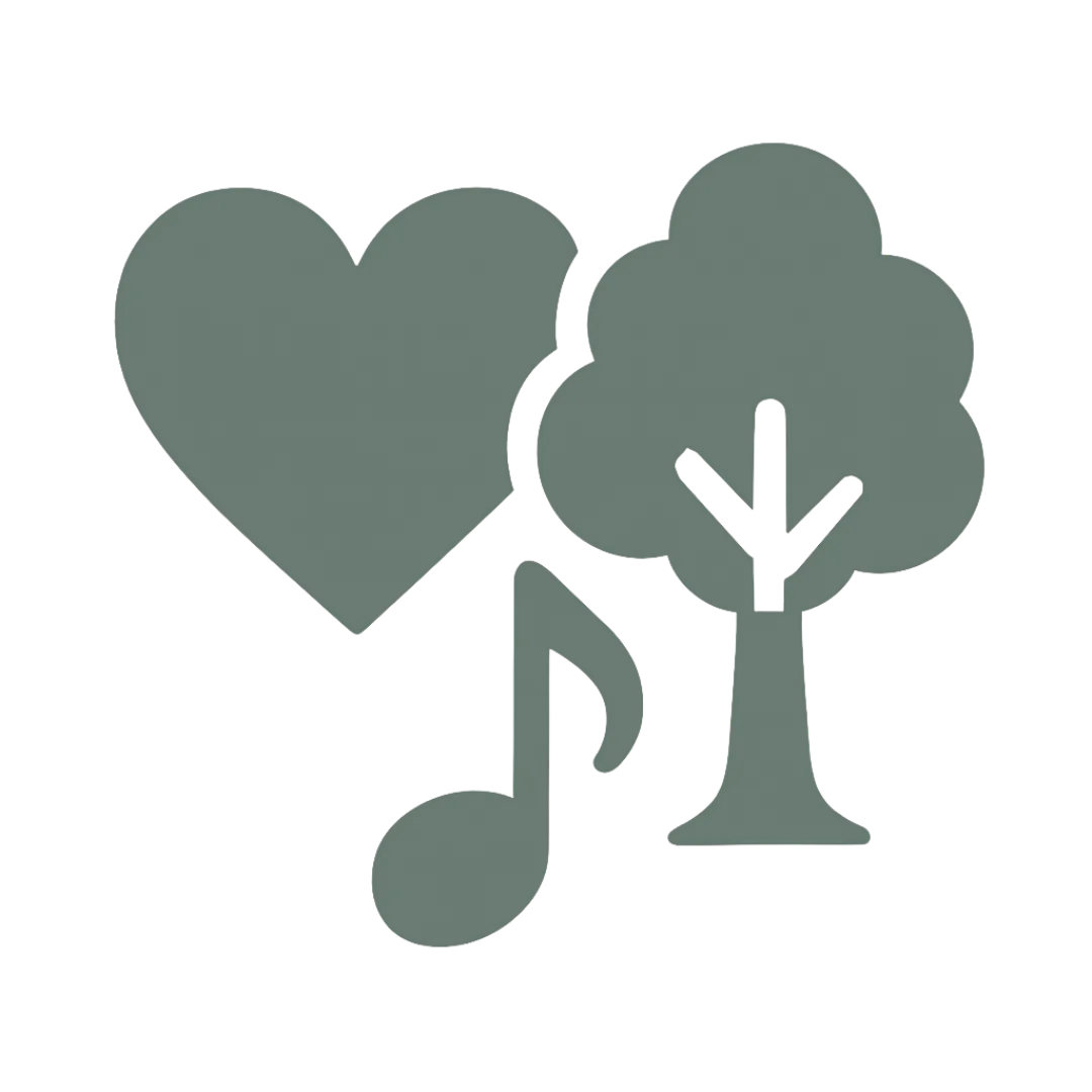 Minimal line-art icon featuring smiley and community symbols representing neighborhood vibe.