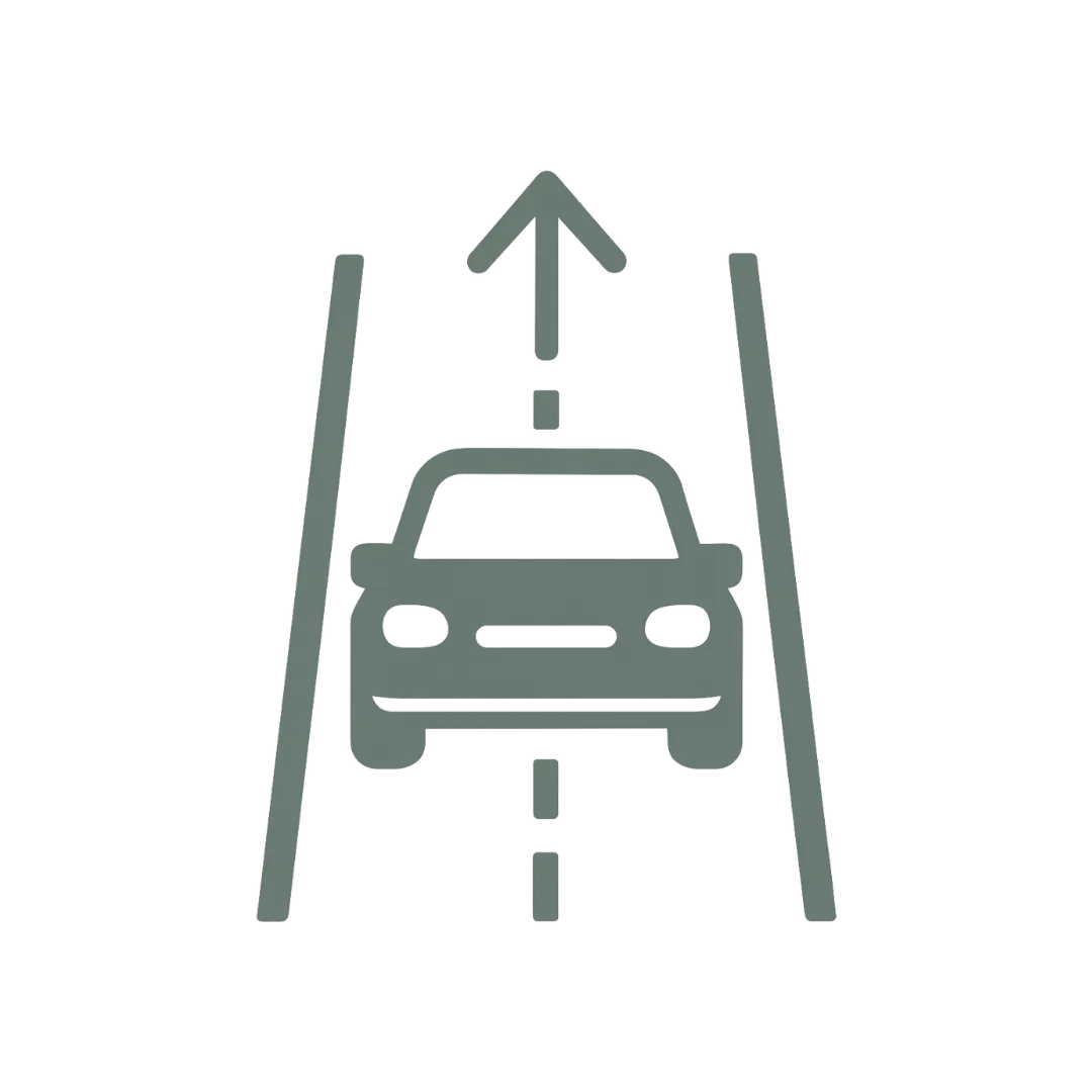 Simple black vector of a location pin and road to represent commute times.
