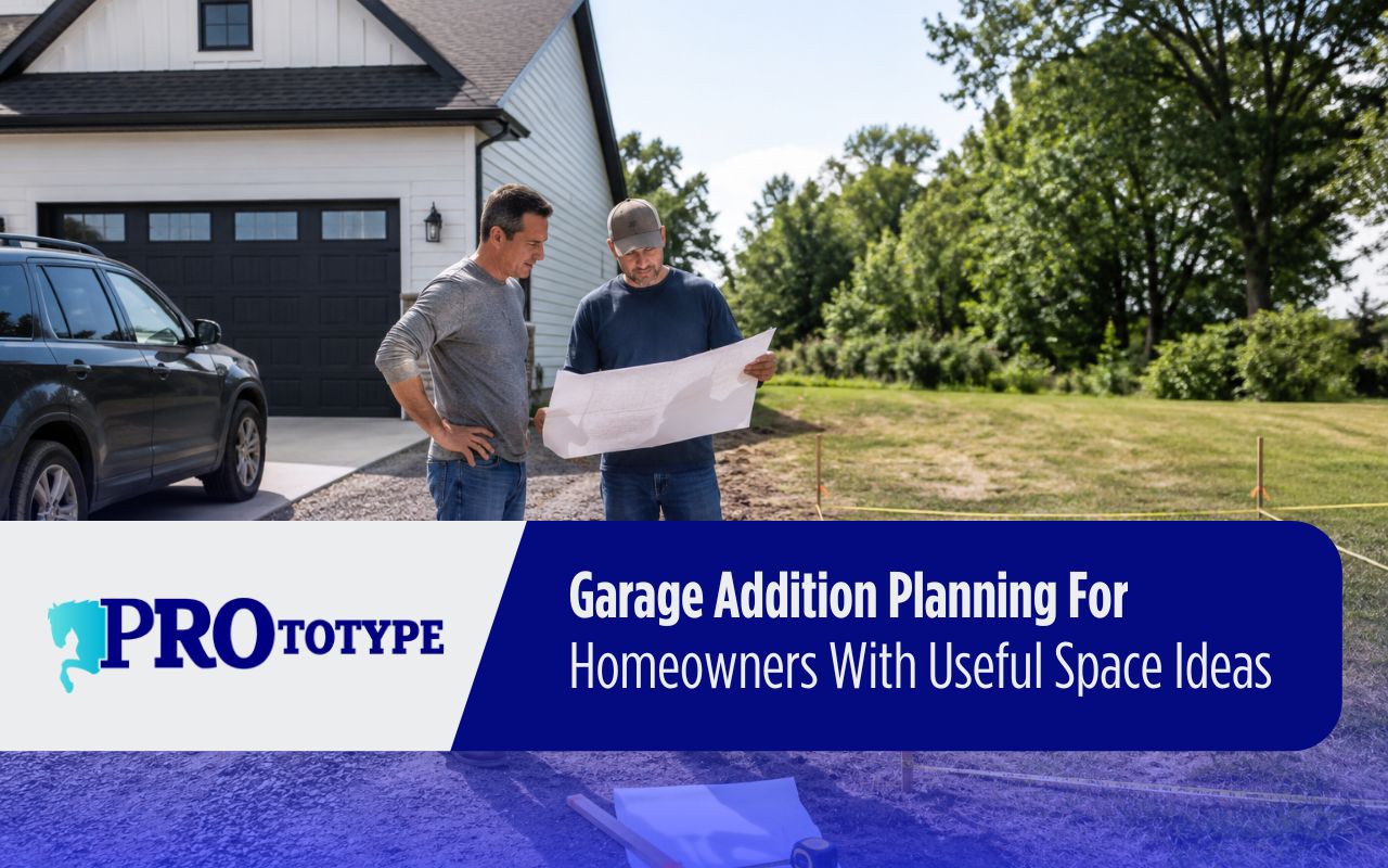 Garage addition planning for homeowners with a clear layout and vehicle space