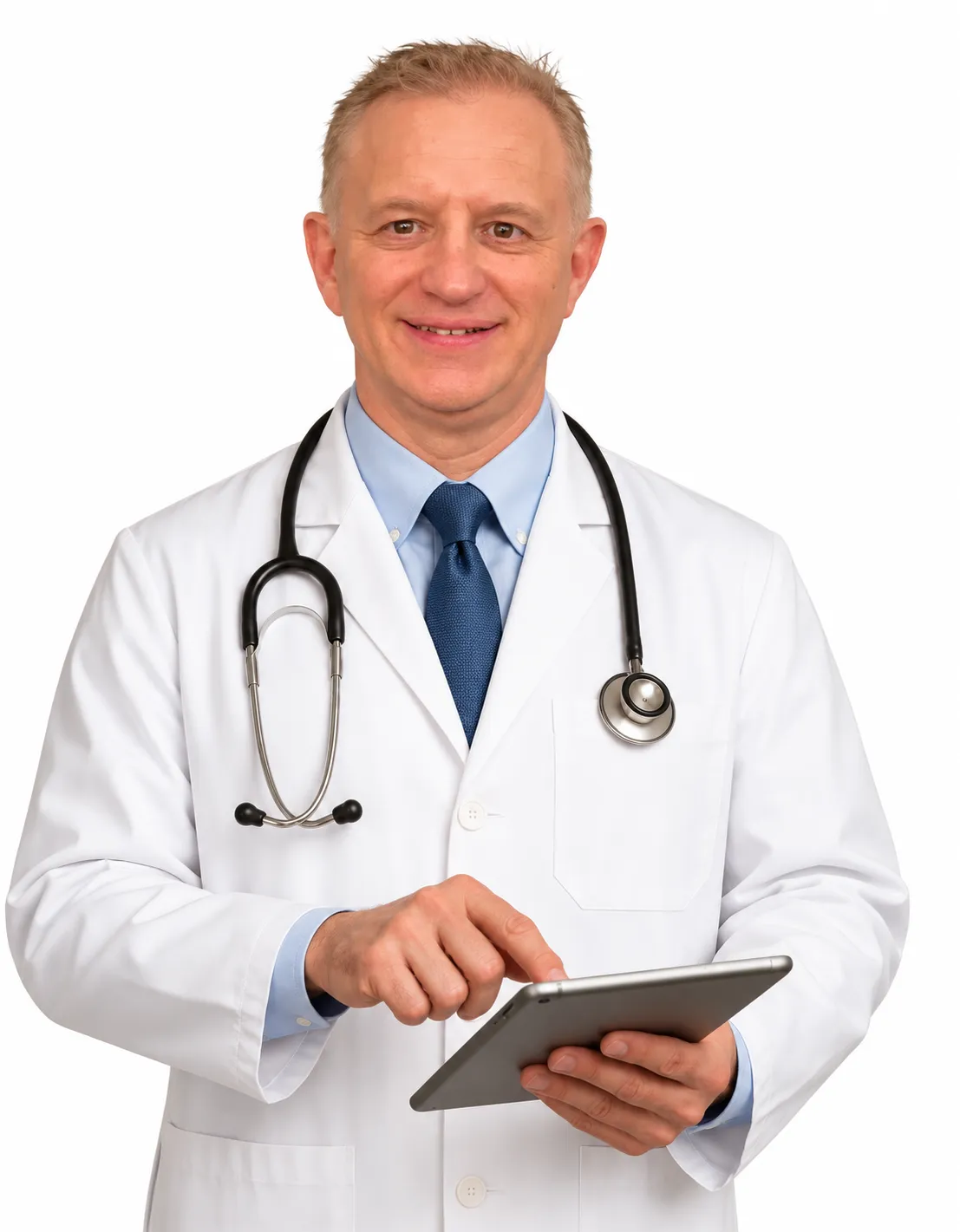 Dr. Beyzer consulting with a patient in a warm, state-of-the-art medical clinic in St. Louis